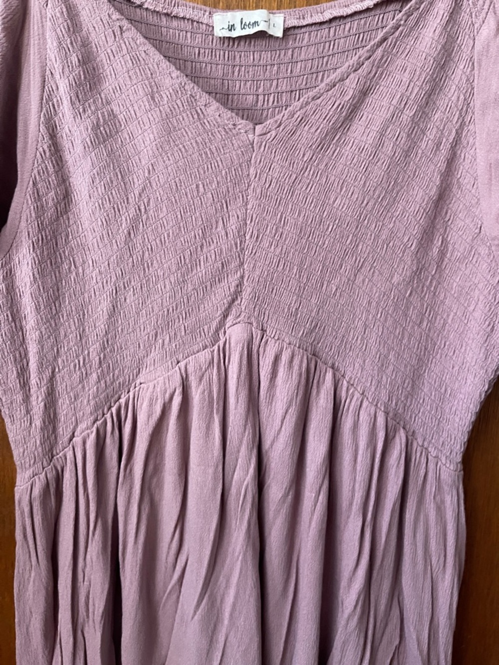 In Loom lavender smocked flutter sleeve tiered maxi midi dress - Picture 4 of 9
